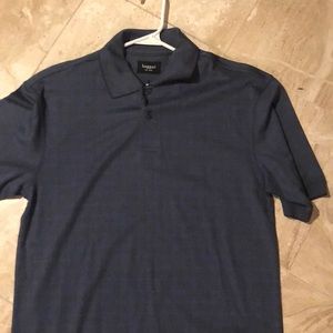 Haggar Navy Small Checkered Small Polo